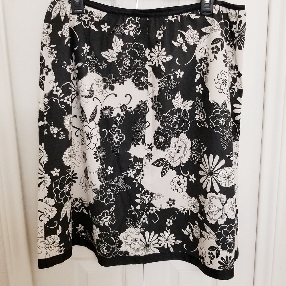 Black and White Floral Skirt